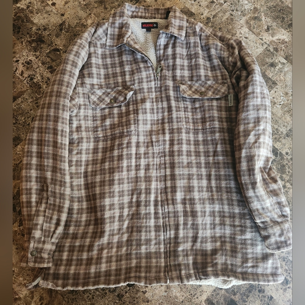 Wolverine Plaid Sherpa Lined Collared Jacket Large